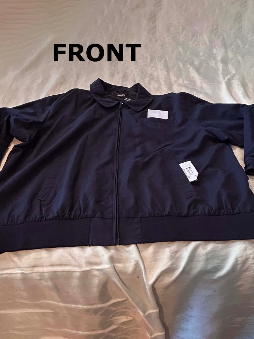 JACKET, LINED, LONG SLEEVES, NAVY, SIZE 4X, WATER RESISTANT, 3 FRONT POCKETS,